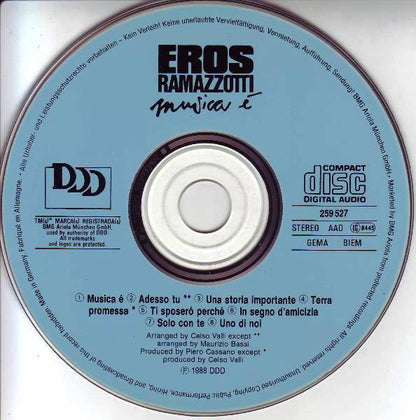 Eros Ramazzotti - Musica É (CD) Compact Disc Goede Staat