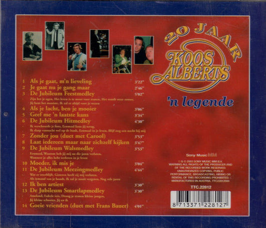 Koos Alberts - 20 Jaar Koos Alberts 'n Legende (CD) Compact Disc Goede Staat "VINYLSINGLES.NL"
