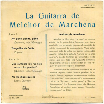 Melchor De Marchena - Ay, Pena Penita, Pena Vinyl Singles EP Vinyl Very Good (VG) <br> Hoes Good Plus (G+)