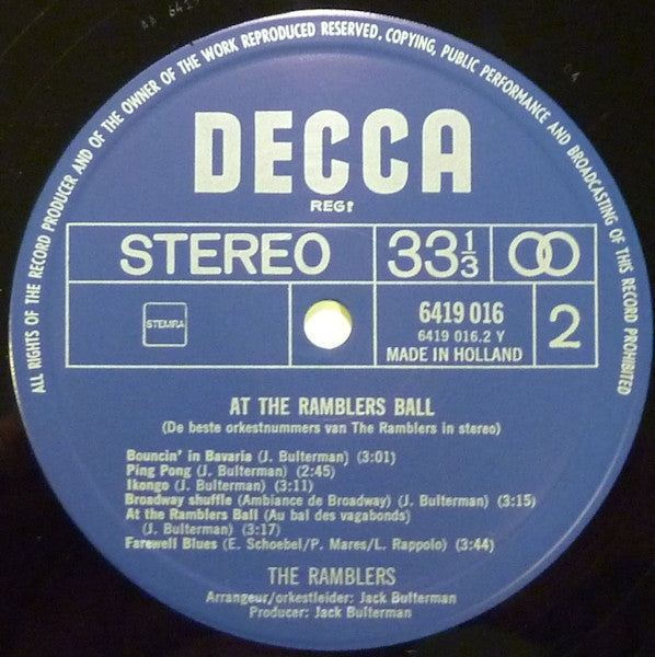 Ramblers - At The Ramblers' Ball (LP) Vinyl LP Vinyl Very Good (VG) <br> Hoes Good Plus (G+)