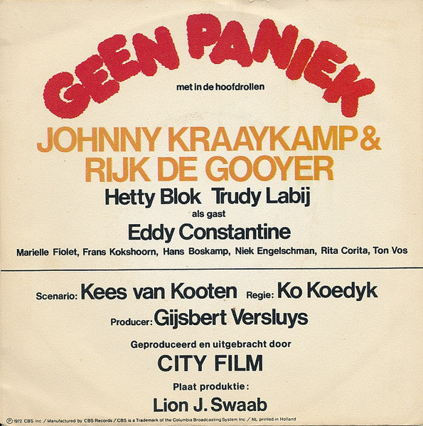 Johnny & Rijk - Geen Paniek Vinyl Singles Vinyl Goed / Hoes Redelijk