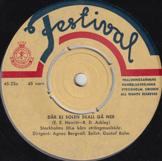 Frälsningsarméns - Skivan Med Sång Och Musik Från Frälsningsarmén Festival Vinyl Singles Media VG+ \ Sleeve G+