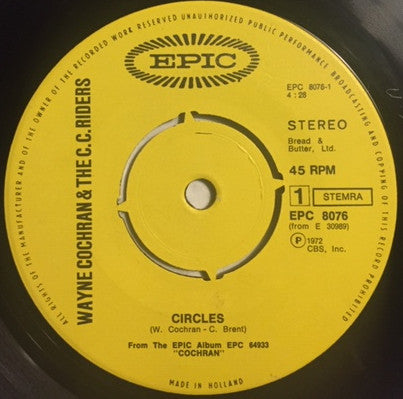 Wayne Cochran & The C.C. Riders - Circles Vinyl Singles Vinyl Zeer Goed / Hoesje Generic "VINYLSINGLES.NL"