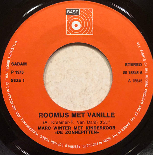 Marc Winter - Roomijs Met Vanille Vinyl Singles Vinyl Very Good (VG) <br> Hoes Generic