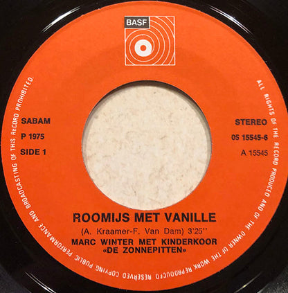 Marc Winter - Roomijs Met Vanille Vinyl Singles Vinyl Very Good (VG) <br> Hoes Generic