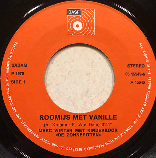 Marc Winter - Roomijs Met Vanille Vinyl Singles Vinyl Very Good (VG) <br> Hoes Generic