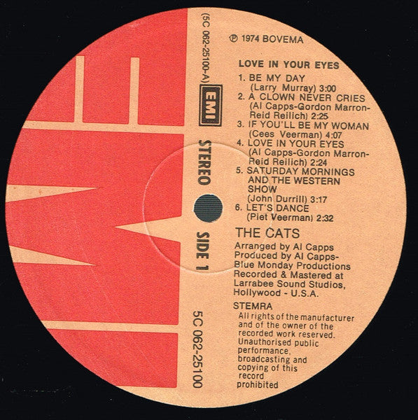 Cats - Love In Your Eyes (LP) Vinyl LP Vinyl Very Good (VG) <br> Hoes Good Plus (G+)