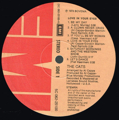 Cats - Love In Your Eyes (LP) Vinyl LP Vinyl Very Good (VG) <br> Hoes Good Plus (G+)