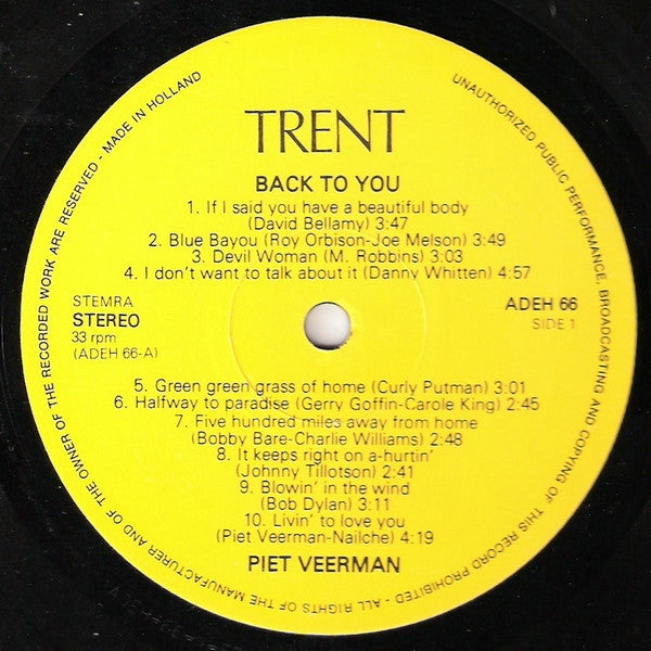 Piet Veerman And The New Cats - Back To You (LP) 48349