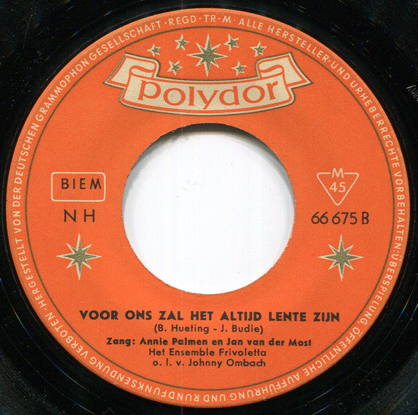 Annie Palmen en Jan van der Most - Speel Nog Eenmaal Voor Mij Habanero Vinyl Singles Vinyl Very Good (VG) <br> Hoes Good Plus (G+)