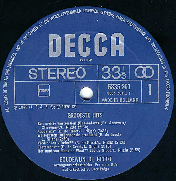 Boudewijn De Groot - Grootste Hits (LP)