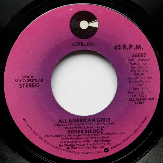 Sister Sledge - All American Girls Vinyl Singles Vinyl Very Good (VG) <br> Hoes Generic