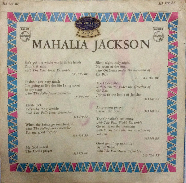 Mahalia Jackson - Abide With Me Vinyl Singles Vinyl Very Good (VG) <br> Hoes Good Plus (G+)