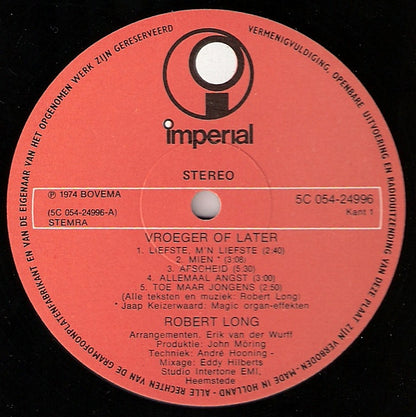 Robert Long - Vroeger Of Later (LP)