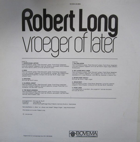 Robert Long - Vroeger Of Later (LP) 97-97931 Vinyl LP Vinyl Zeer Goed / Hoesje Goed "VINYLSINGLES.NL"