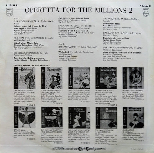 Various – Operetta For The Millions * (**") Vinyl LP 10" Vinyl Very Good (VG) <br> Hoes Good Plus (G+)