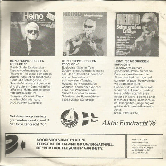 Heino - Wolken Wind En De Zee Vinyl Singles Vinyl Zeer Goed / Hoesje Goed "VINYLSINGLES.NL"