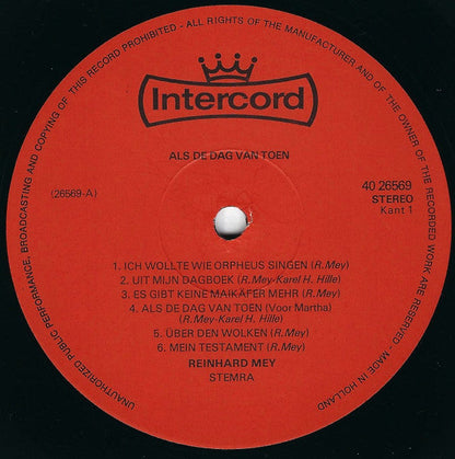 Reinhard Mey - Als De Dag Van Toen (LP) Vinyl LP Vinyl Very Good (VG) <br> Hoes Good Plus (G+)