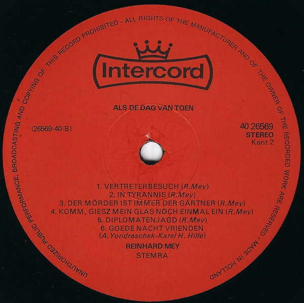 Reinhard Mey - Als De Dag Van Toen (LP) Vinyl LP Vinyl Very Good (VG) <br> Hoes Good Plus (G+)