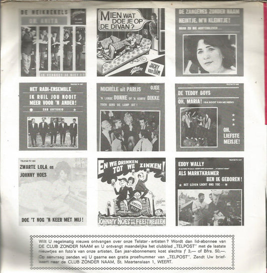 Zangeres Zonder Naam - Karel En Leida Vinyl Singles Vinyl Zeer Goed / Hoesje Goed "VINYLSINGLES.NL"