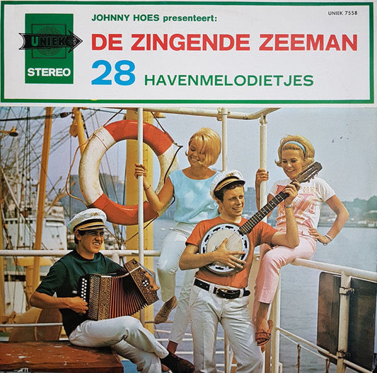 Johnny Hoes - De Zingende Zeeman - ** Havenmelodietjes (LP) Vinyl LP Vinyl Very Good (VG) <br> Hoes Good Plus (G+)