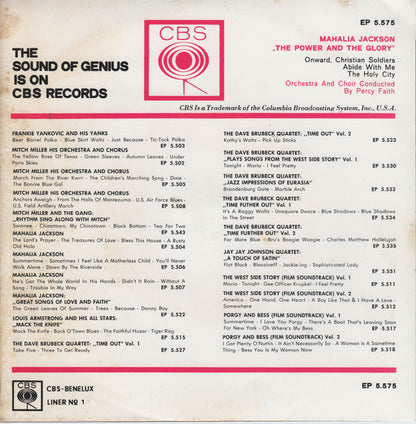 Mahalia Jackson With Orchestra And Choir Conducted By Percy Faith - The Power And The Glory Vinyl Singles EP Vinyl Very Good (VG) <br> Hoes Good Plus (G+)