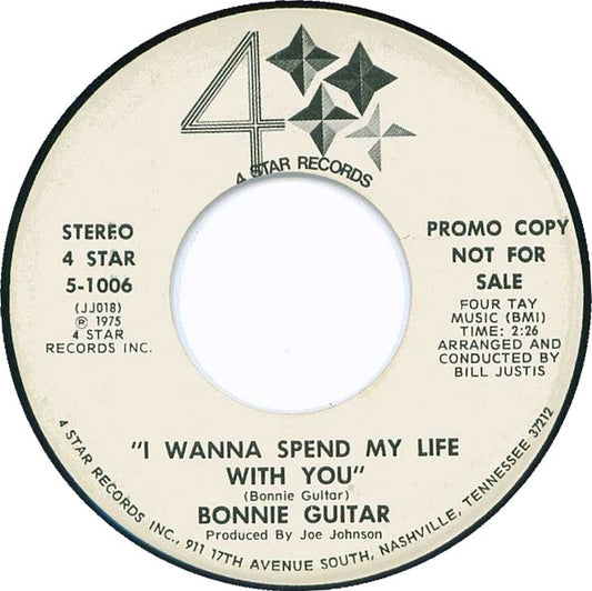 Bonnie Guitar - I Wanna Spend My Life With You Vinyl Singles Vinyl Zeer Goed / Hoesje Generic "VINYLSINGLES.NL"