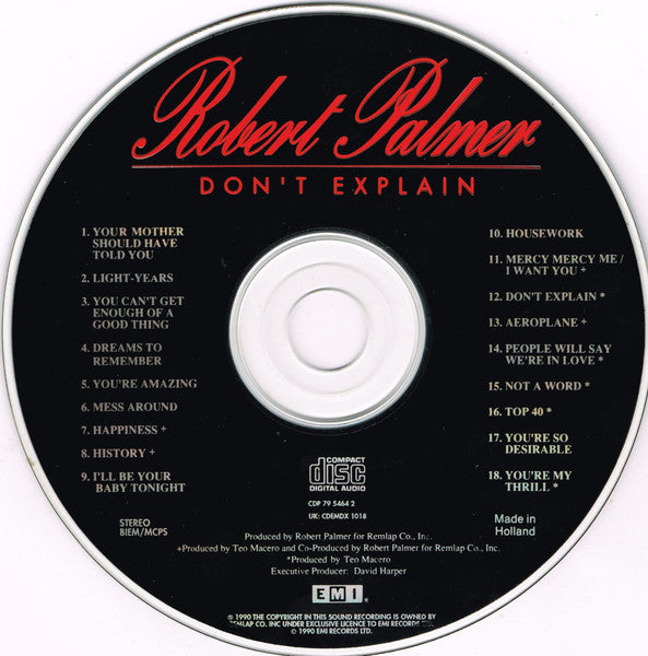 Robert Palmer - Don't Explain (CD) Compact Disc Goede Staat