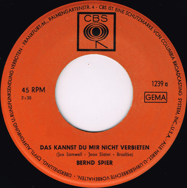 Bernd Spier - Das Kannst Du Mir Nicht Verbieten 33048 Vinyl Singles Goede Staat