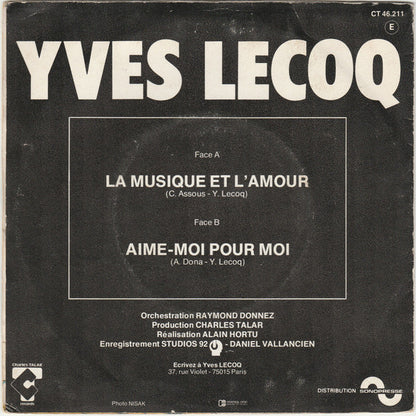 Yves Lecoq - La Musique Et L'amour Vinyl Singles Vinyl Very Good (VG) <br> Hoes Good Plus (G+)