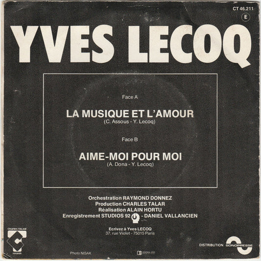 Yves Lecoq - La Musique Et L'amour Vinyl Singles Vinyl Zeer Goed / Hoesje Goed "VINYLSINGLES.NL"