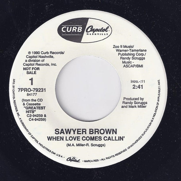 Sawyer Brown - When Love Comes Callin' Vinyl Singles Vinyl Very Good (VG) <br> Hoes Generic
