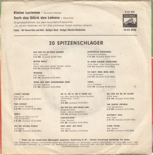 Conny Froboess - Kleine Lucienne (B-Keus) Vinyl Singles Vinyl Goed / Hoesje Slecht "VINYLSINGLES.NL"