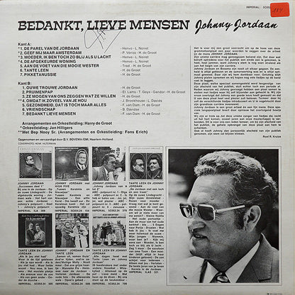 Johnny Jordaan - Bedankt, Lieve Mensen (LP) Vinyl LP Vinyl Very Good (VG) <br> Hoes Good Plus (G+)