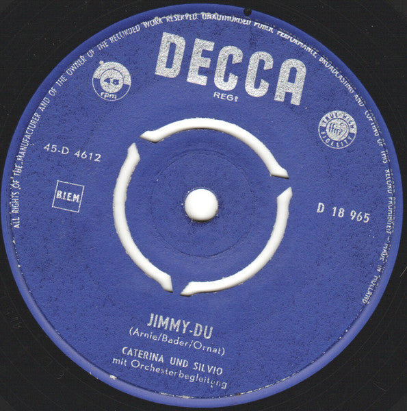 Caterina Und Silvio - Jimmy - Du Vinyl Singles Vinyl Very Good (VG) <br> Hoes Good Plus (G+)