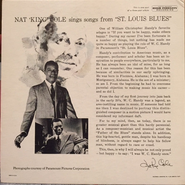 Nat King Cole - St. Louis Blues, Part * Vinyl Singles EP Vinyl Very Good (VG) <br> Hoes Good Plus (G+)