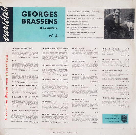 Georges Brassens - N° 4 (10") Vinyl LP 10" Vinyl Zeer Goed / Hoesje Goed "VINYLSINGLES.NL"