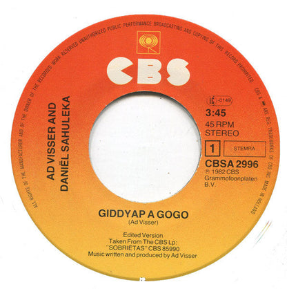 Ad Visser & Daniel Sahuleka - Giddyap A Gogo (B-Keus) Vinyl Singles Vinyl Goed / Hoes Redelijk