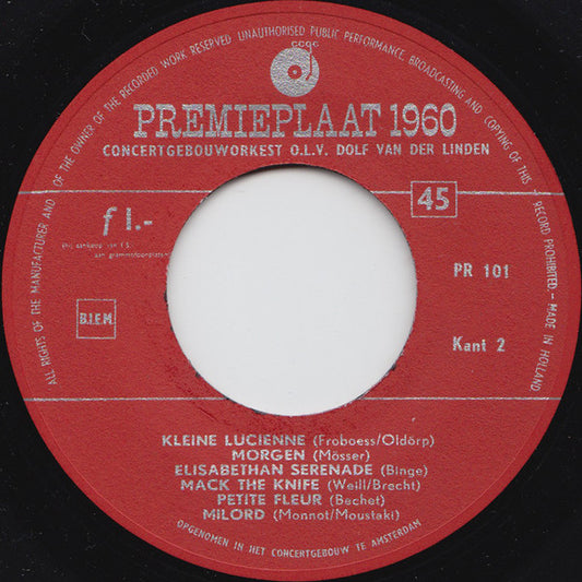 Concertgebouworkest - Muziek 1960 21835 Vinyl Singles Vinyl Zeer Goed / Hoesje Generic "VINYLSINGLES.NL"