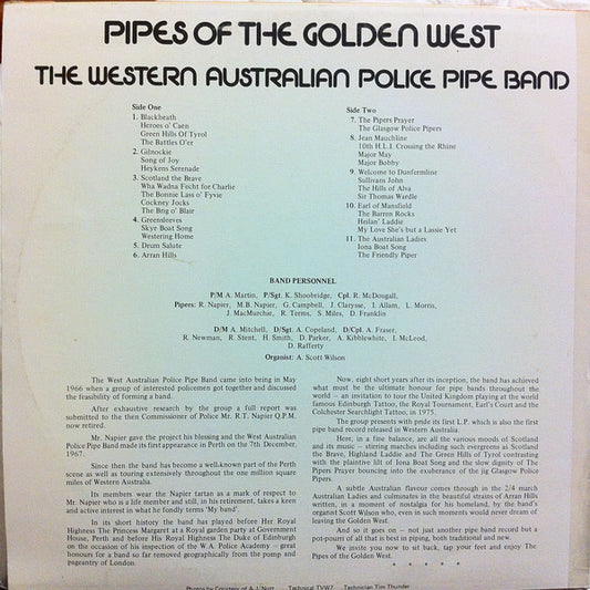 Western Australia Police Pipe Band - Pipes Of The Golden West (LP) Vinyl LP Vinyl Zeer Goed / Hoesje Goed "VINYLSINGLES.NL"