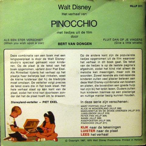 Bert Van Dongen - Het Verhaal Van Pinocchio Vinyl Singles Vinyl Zeer Goed / Hoesje Goed "VINYLSINGLES.NL"