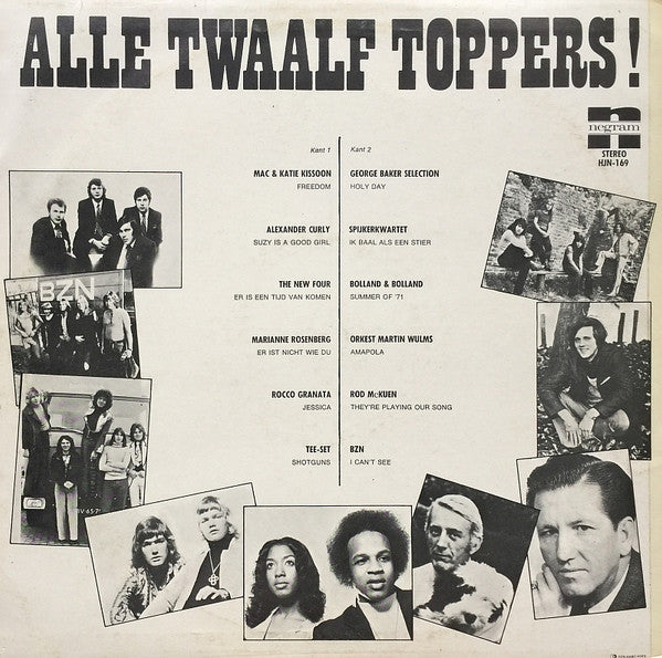Various - Alle Twaalf Toppers! (LP) Vinyl LP Vinyl Very Good (VG) <br> Hoes Good Plus (G+)