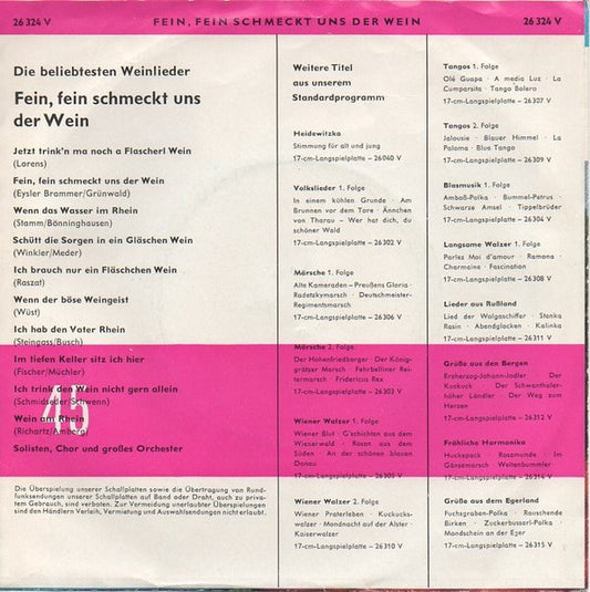 Unknown Artist - Fein, Fein Schmeckt Uns Der Wein