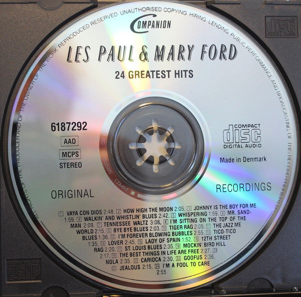 Les Paul & Mary Ford - 24 Greatest Hits (CD) Compact Disc Goede Staat