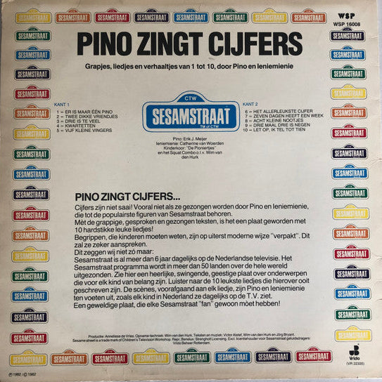 Sesamstraat - Pino Zingt Cijfers (LP) Vinyl LP Vinyl Very Good (VG) <br> Hoes Good Plus (G+)