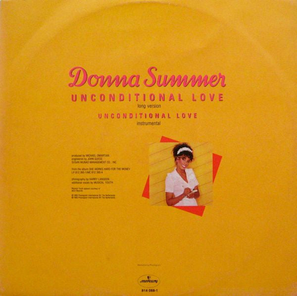 Donna Summer - Unconditional Love (Long Version) (MAX) Maxi-Singles Vinyl Very Good (VG) <br> Hoes Good Plus (G+)
