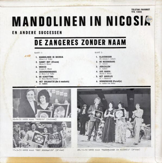 Zangeres Zonder Naam - Mandolinen In Nicosia (LP) 97-97976 Vinyl LP Vinyl Zeer Goed / Hoesje Goed "VINYLSINGLES.NL"
