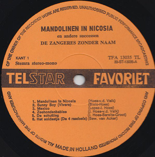 Zangeres Zonder Naam - Mandolinen In Nicosia (LP) 43706