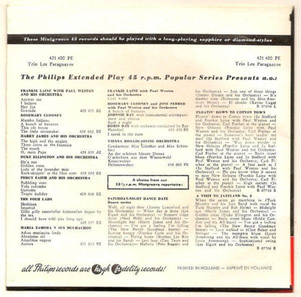 Trio Los Paraguayos - Maria Dolores Vinyl Singles Vinyl Very Good (VG) <br> Hoes Good Plus (G+)