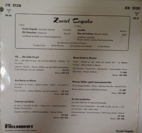 Caterina Valente - Zuviel Tequila Vinyl Singles EP Vinyl Goed / Hoes Redelijk